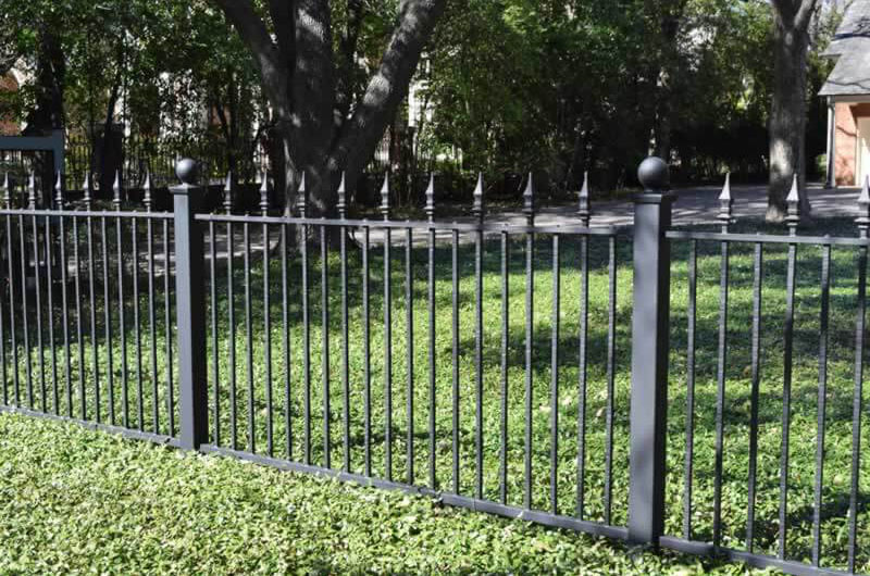 Residential gray metal fence